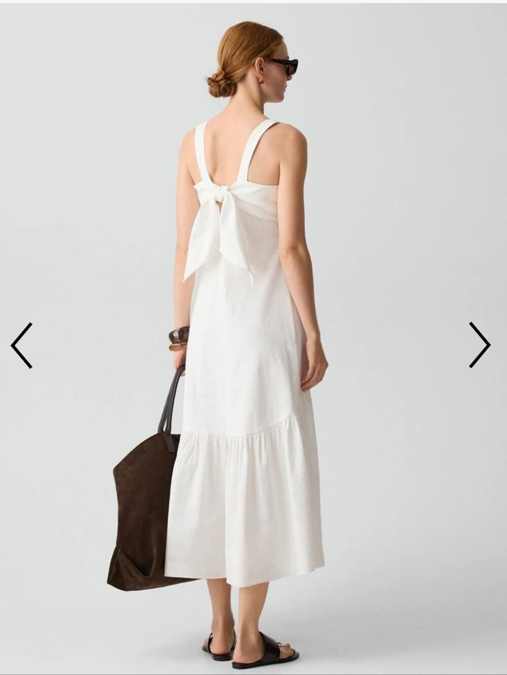 Theory Linen White Tie-Back Midi Dress in Good Linen Summer Cottagecore Size S - Picture 2 of 13